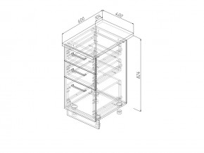 Н3Я 40 Модуль нижний Без Столешницы 3 ящика МН3Я 40 в Миньяре - minyar.magazin-mebel74.ru | фото