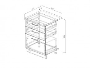 Н3Я 60 Модуль нижний Без Столешницы 3 ящика МН3Я 60 в Миньяре - minyar.magazin-mebel74.ru | фото